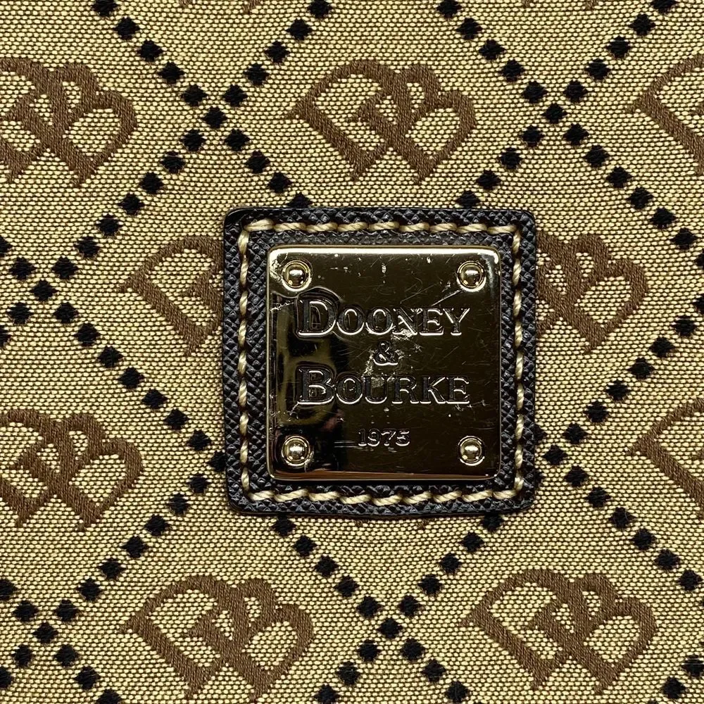 Dooney & Bourke Signature Canvas Hobo Bag Brown‎ Leather Trim Handbag